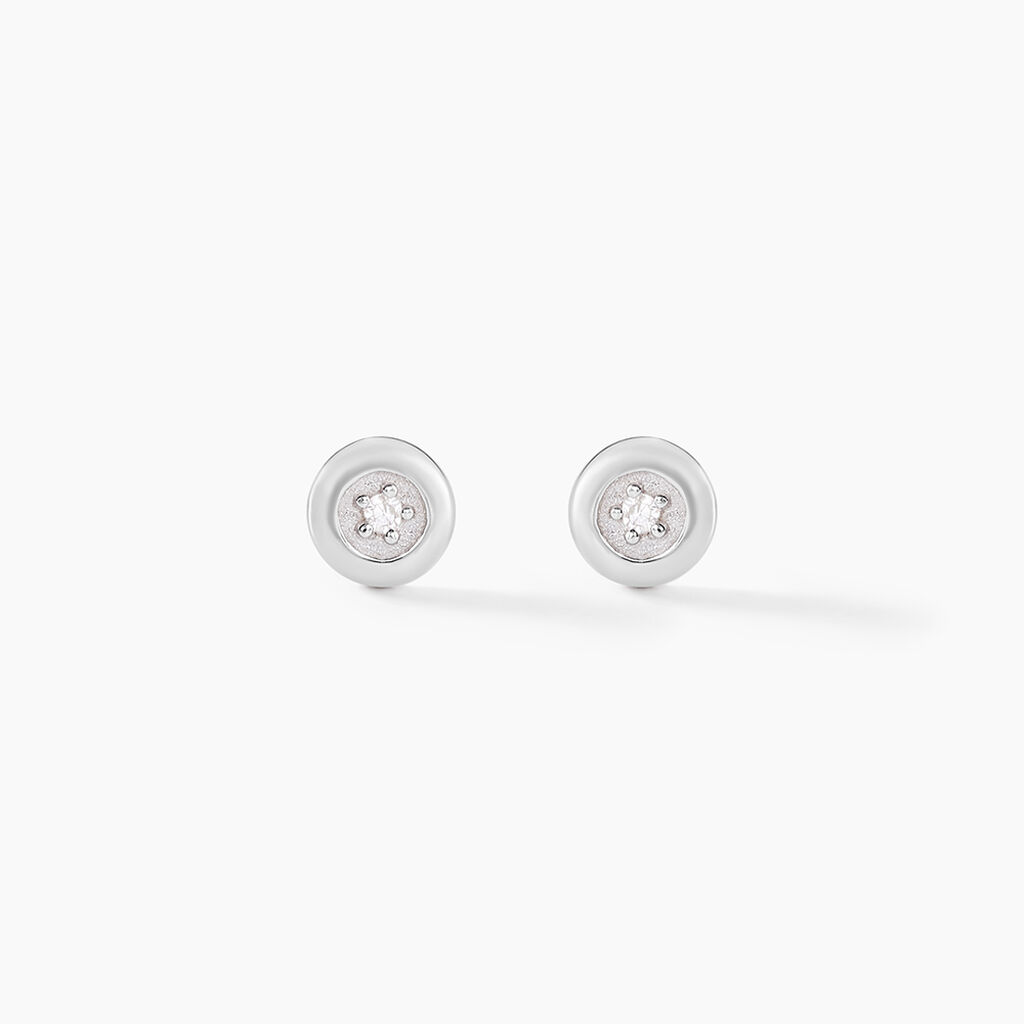 Boucles D'oreilles Puces Fatiana Or Blanc Diamant - Puces Femme | Marc Orian