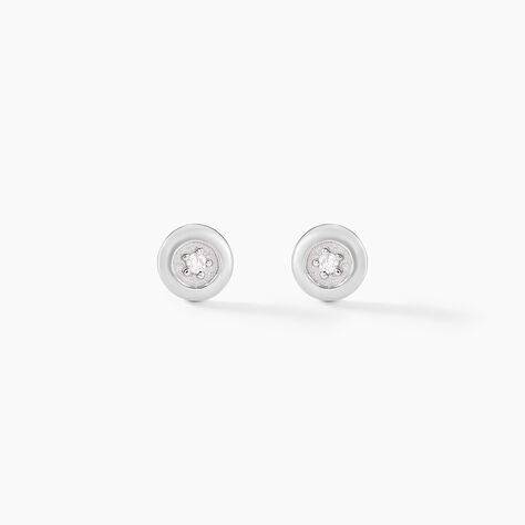 Boucles D'oreilles Puces Fatiana Or Blanc Diamant - Puces Femme | Marc Orian