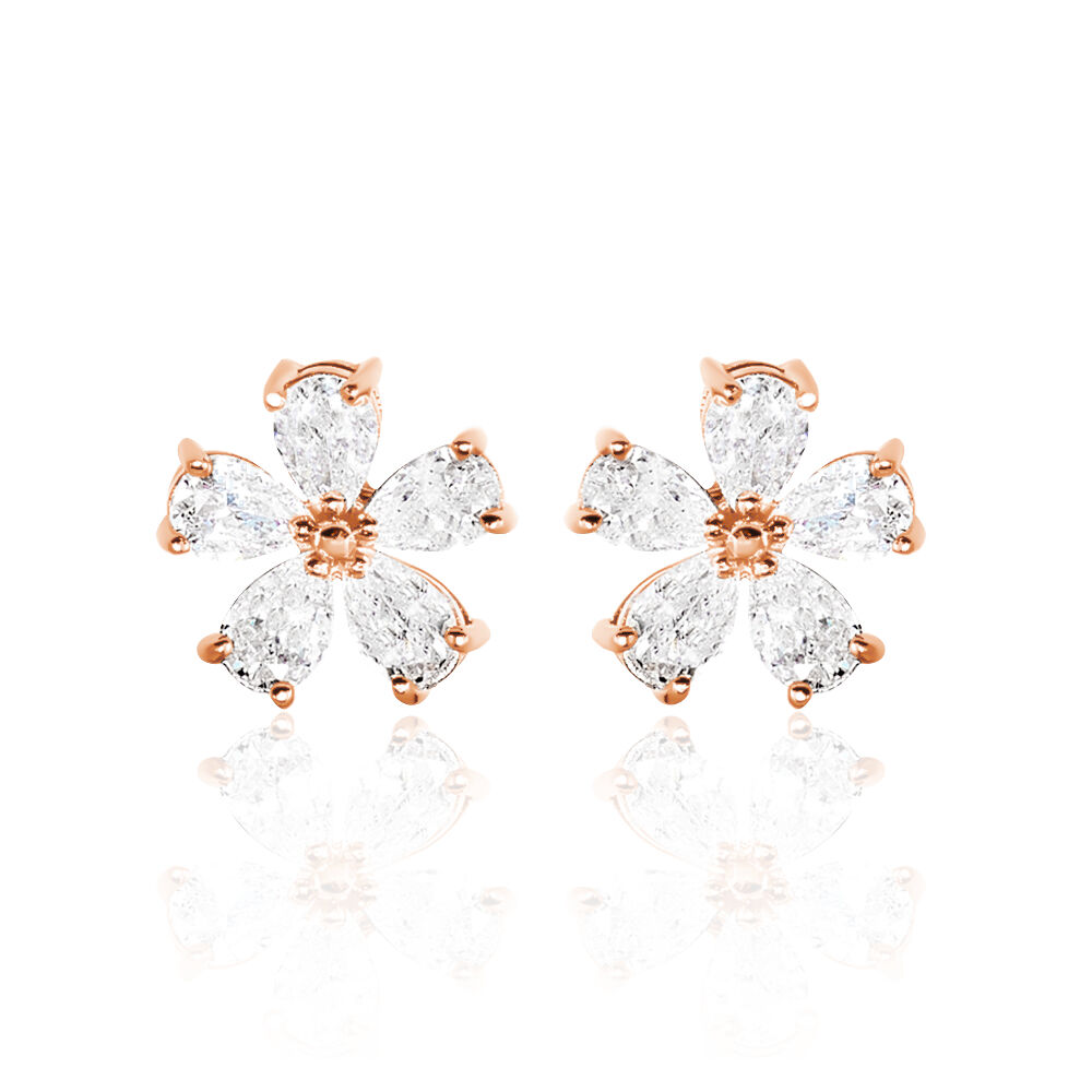 Boucles D'oreilles Puces Siriana Argent Rose Oxyde De Zirconium - Puces Femme | Marc Orian