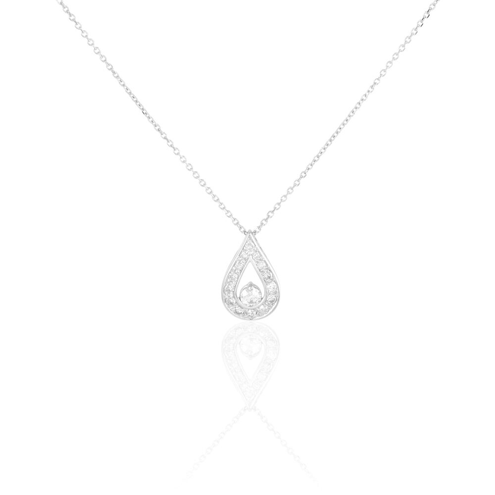 Collier Or Blanc Purete Goutte Diamant - Colliers avec pierres Femme | Marc Orian