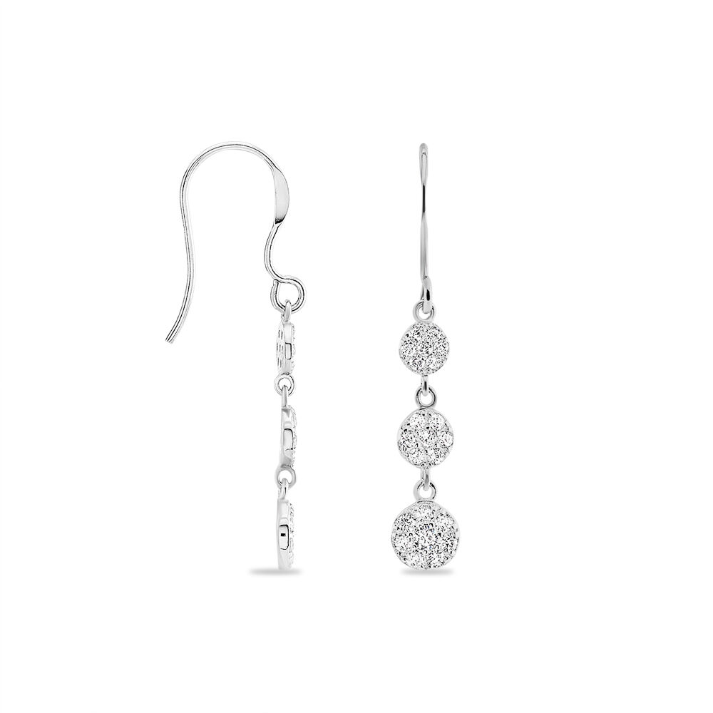 Boucles D'oreilles Pendantes Sandra Argent Blanc Oxyde De Zirconium - Pendantes Femme | Marc Orian
