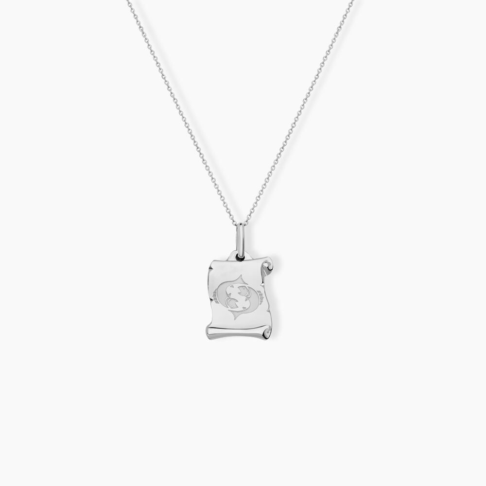 Pendentif Zodiaque Parchemin Argent Blanc - Bijoux personnalis&eacute;s Famille | Marc Orian