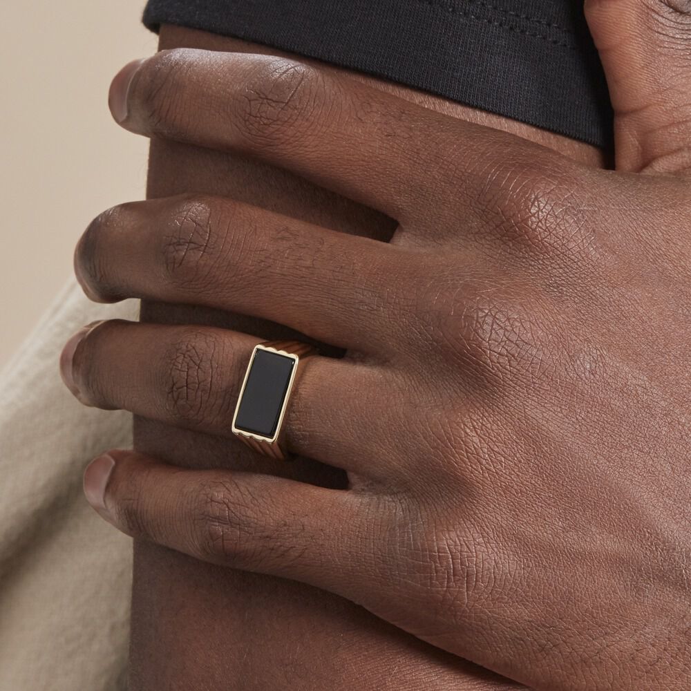 Chevalière Plaqué Hadrien Onyx - Chevalières Homme | Marc Orian