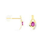 Boucles D'oreilles Puces Sagesse Or Jaune Rubis Et Diamant - Puces Femme | Marc Orian