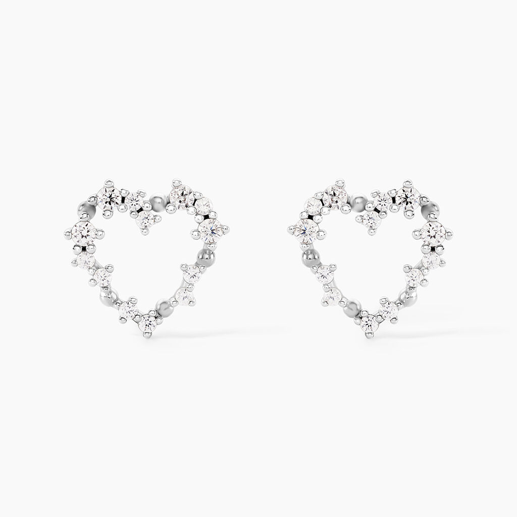 Boucles D'Oreilles Puces Lovella Argent Blanc Oxyde De Zirconium - Puces Femme | Marc Orian