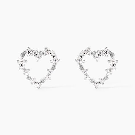 Boucles D'Oreilles Puces Lovella Argent Blanc Oxyde De Zirconium - Puces Femme | Marc Orian