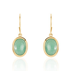 Boucles D'oreilles Pendantes Veina Plaqué Or Jaune Aventurine - Boucles d'oreilles Pendantes Femme | Marc Orian