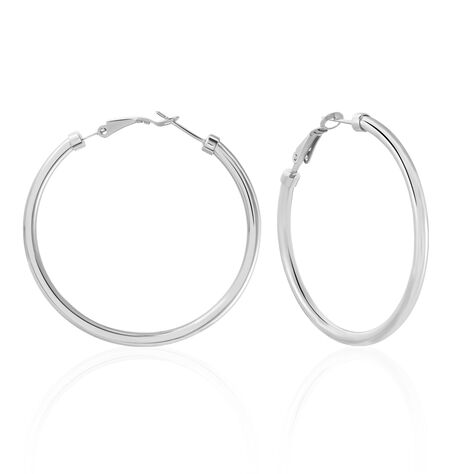 Créoles Carmeline Acier Blanc - Boucles d'oreilles Créoles Femme | Marc Orian