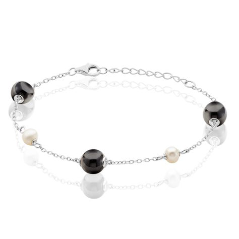Bracelet Lucia Cera Argent Blanc Perle De Culture Et C&eacute;ramique - Bracelets fantaisie Femme | Marc Orian