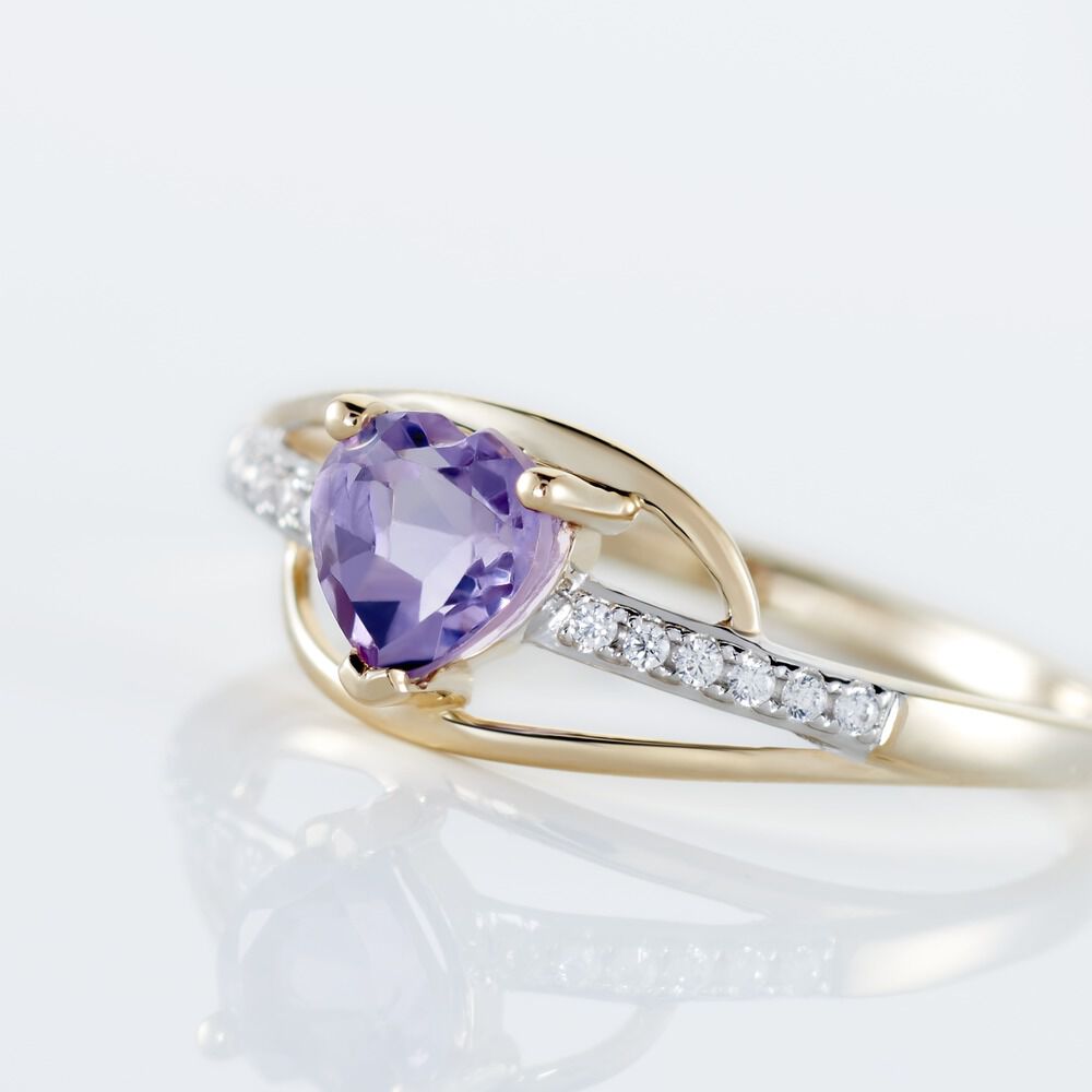 Bague Silucia Or Jaune Amethyste Et Oxyde De Zirconium - Bagues pierres fines Femme | Marc Orian