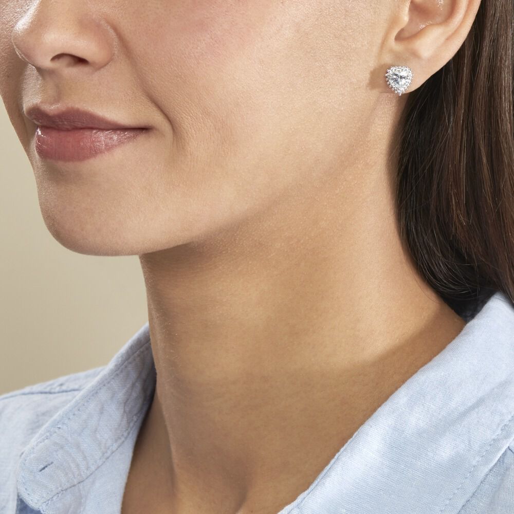 Boucles D'oreilles Puces Calvi Argent Blanc Oxyde De Zirconium - Puces Femme | Marc Orian