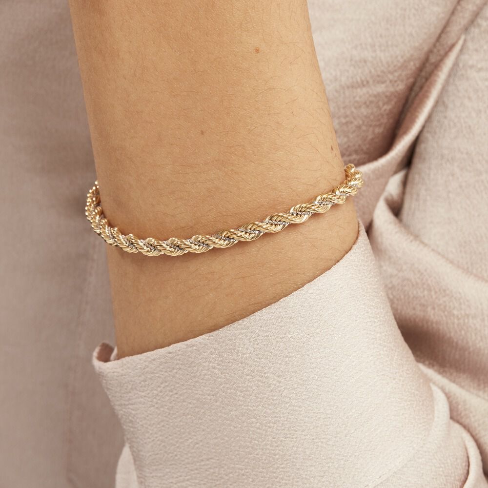 Bracelet Jerryenne Maille Corde Et Venitienne Or Bicolore - Bracelets mailles Femme | Marc Orian