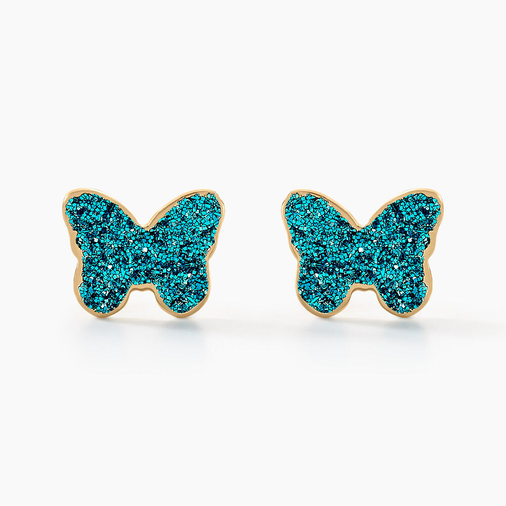 Boucles D'oreilles Puces Solena Papillon Or Jaune - Puces Enfant | Marc Orian