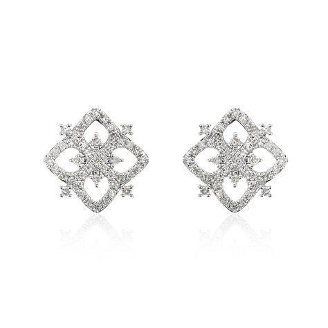 Boucles D'oreilles Puces Vasya Or Blanc Diamant - Puces Femme | Marc Orian