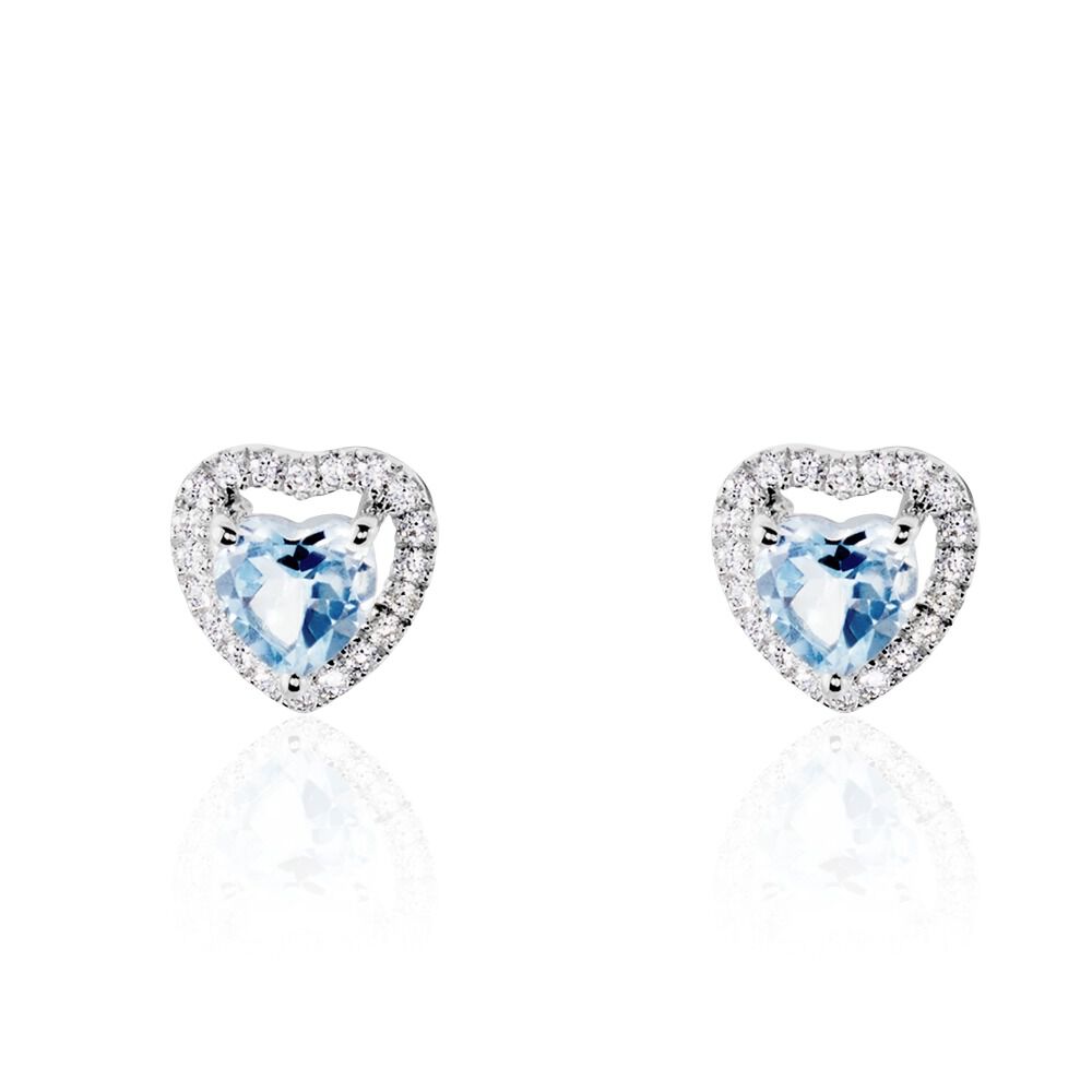 Boucles D'oreilles Puces Or Blanc Ashraf Topazes Oxydes De Zirconium - Puces Femme | Marc Orian