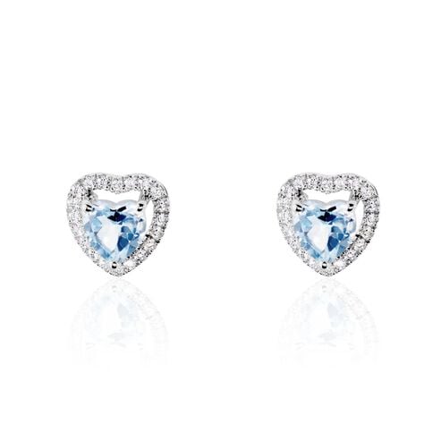 Boucles D'oreilles Puces Or Blanc Ashraf Topazes Oxydes De Zirconium - Puces Femme | Marc Orian