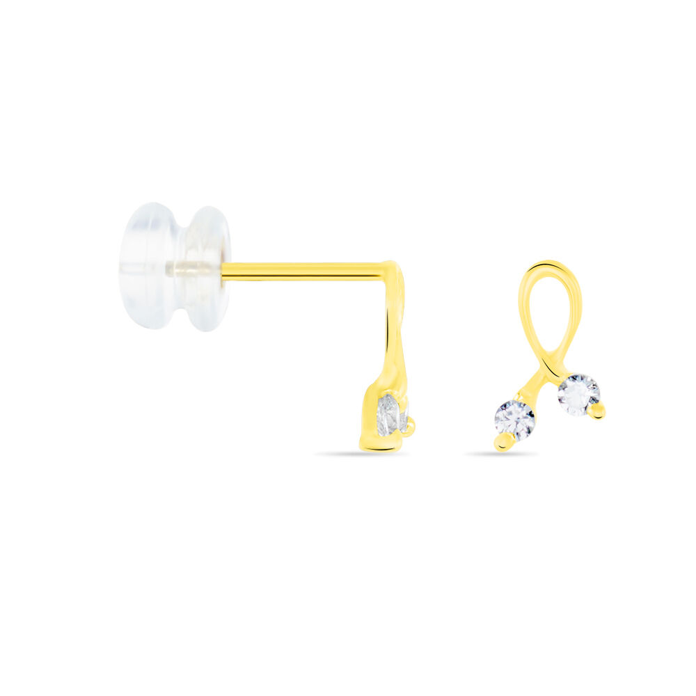 Boucles D'oreilles Puces Alvina Ruban Or Jaune Oxyde De Zirconium - Puces Femme | Marc Orian