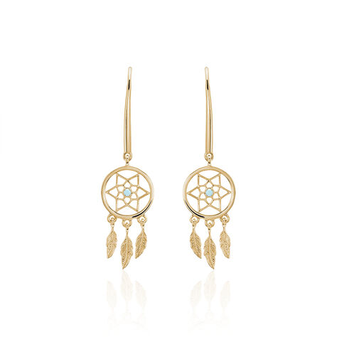 Boucles D'oreilles Pendantes Attrape Reves Plaque Or Pierre - Pendantes Femme | Marc Orian