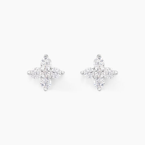Boucles D'oreilles Puces Winter Flower Or Blanc Oxyde De Zirconium - Puces Femme | Marc Orian