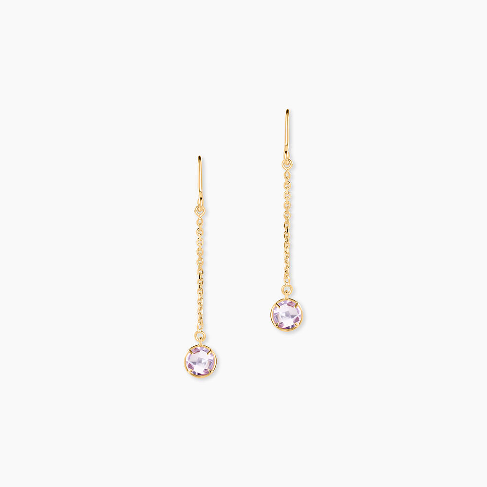 Boucles D'Oreilles Pendantes Arenale Argent Dor&eacute; A L'Or 750/1000 Am&eacute;thyste - Pendantes Femme | Marc Orian