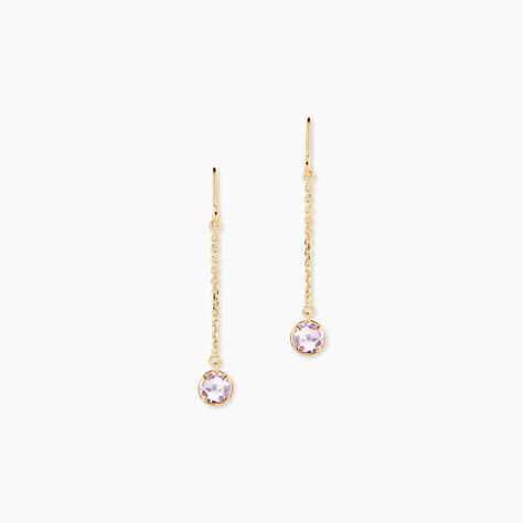 Boucles D'Oreilles Pendantes Arenale Argent Dor&eacute; A L'Or 750/1000 Am&eacute;thyste - Pendantes Femme | Marc Orian