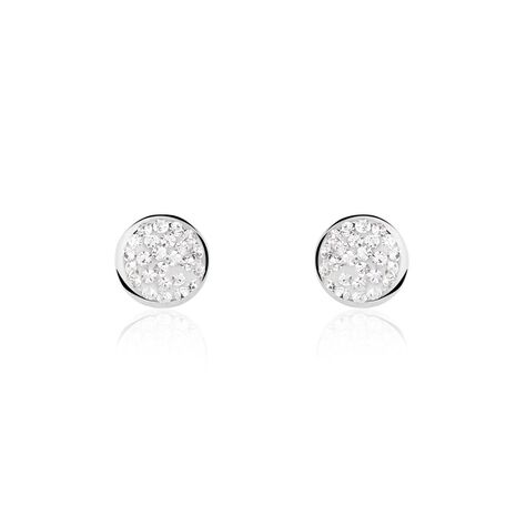 Boucles D'oreilles Puces Or Blanc Strass - Clous d'oreilles Femme | Marc Orian