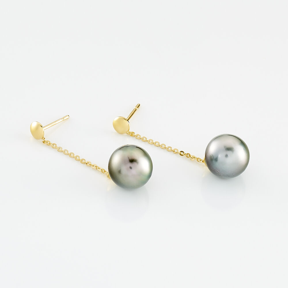 Boucles D'oreilles Puces Marie-noela Or Jaune Perle De Tahiti - Pendantes Femme | Marc Orian