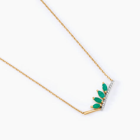 Collier Navette Or Jaune Emeraude Diamant - Mix and Match Femme | Marc Orian