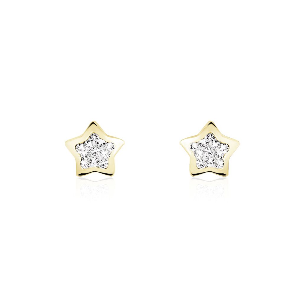 Boucles D'oreilles Puces Elais Etoile 0 Or Jaune Strass - Puces Femme | Marc Orian