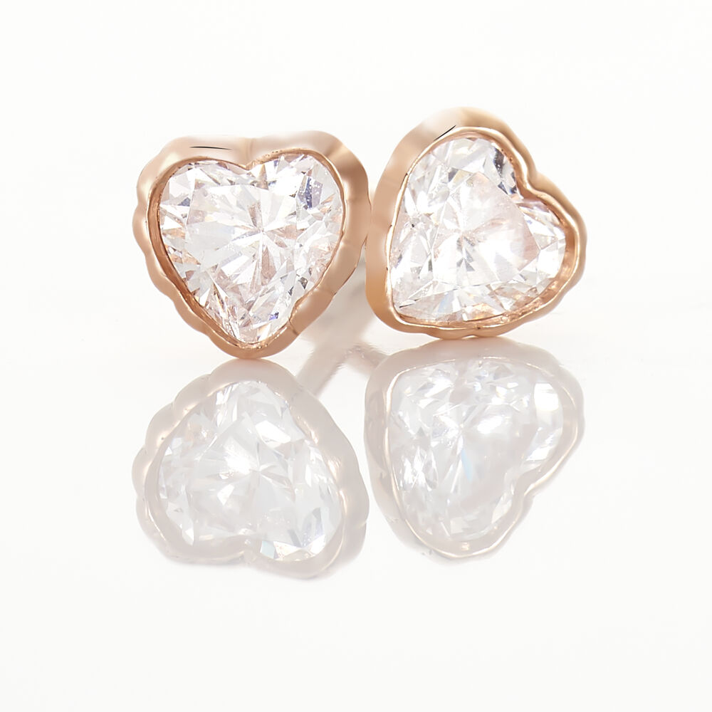 Boucles D'oreilles Puces Kadidjatou Or Rose Oxyde De Zirconium - Puces Famille | Marc Orian