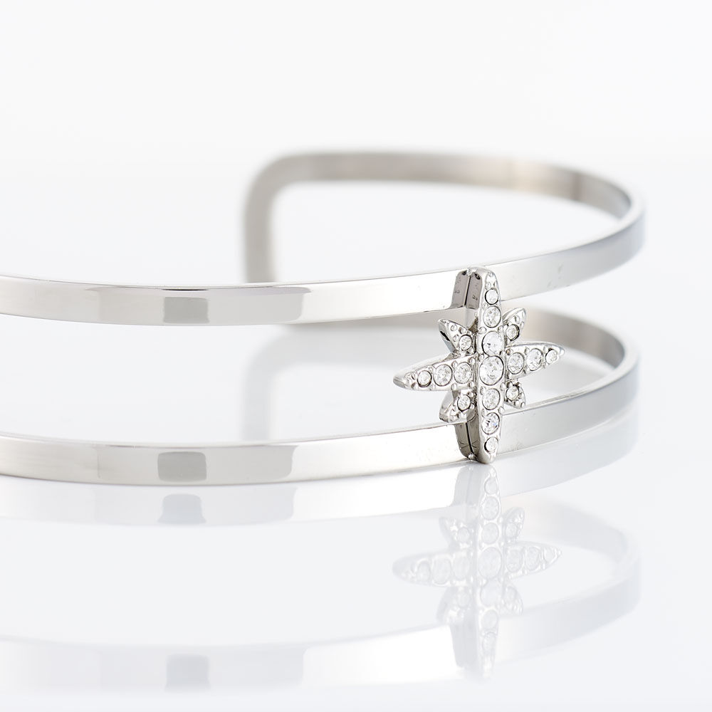 Bracelet Jonc Melyane Acier Blanc Strass - Bracelets joncs Femme | Marc Orian