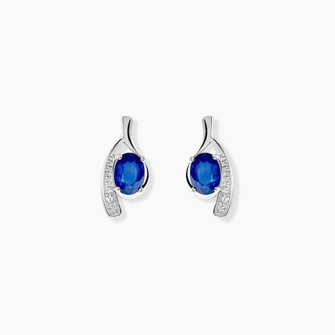 Bijoux D'oreilles Emotion Or Blanc Saphir Diamant - Puces Femme | Marc Orian