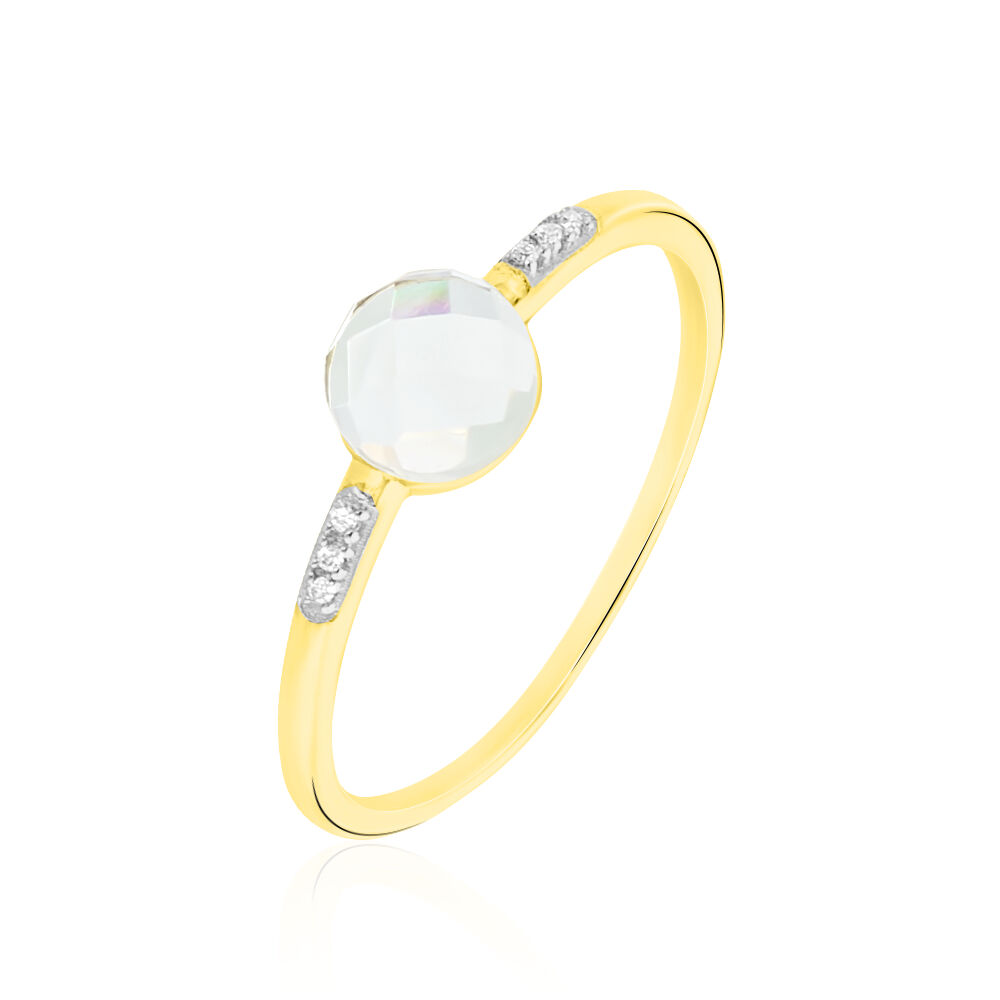 Bague Bonbon Or Jaune Prasiolite Et Oxyde De Zirconium - Bagues avec pierre Femme | Marc Orian
