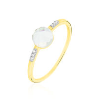 Bague Bonbon Or Jaune Prasiolite Et Oxyde De Zirconium