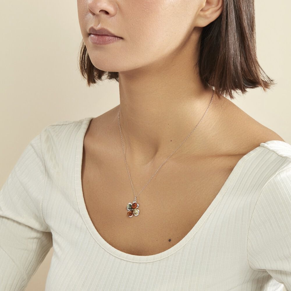 Collier Oviya Argent Blanc Ambre - Colliers avec pierres Femme | Marc Orian