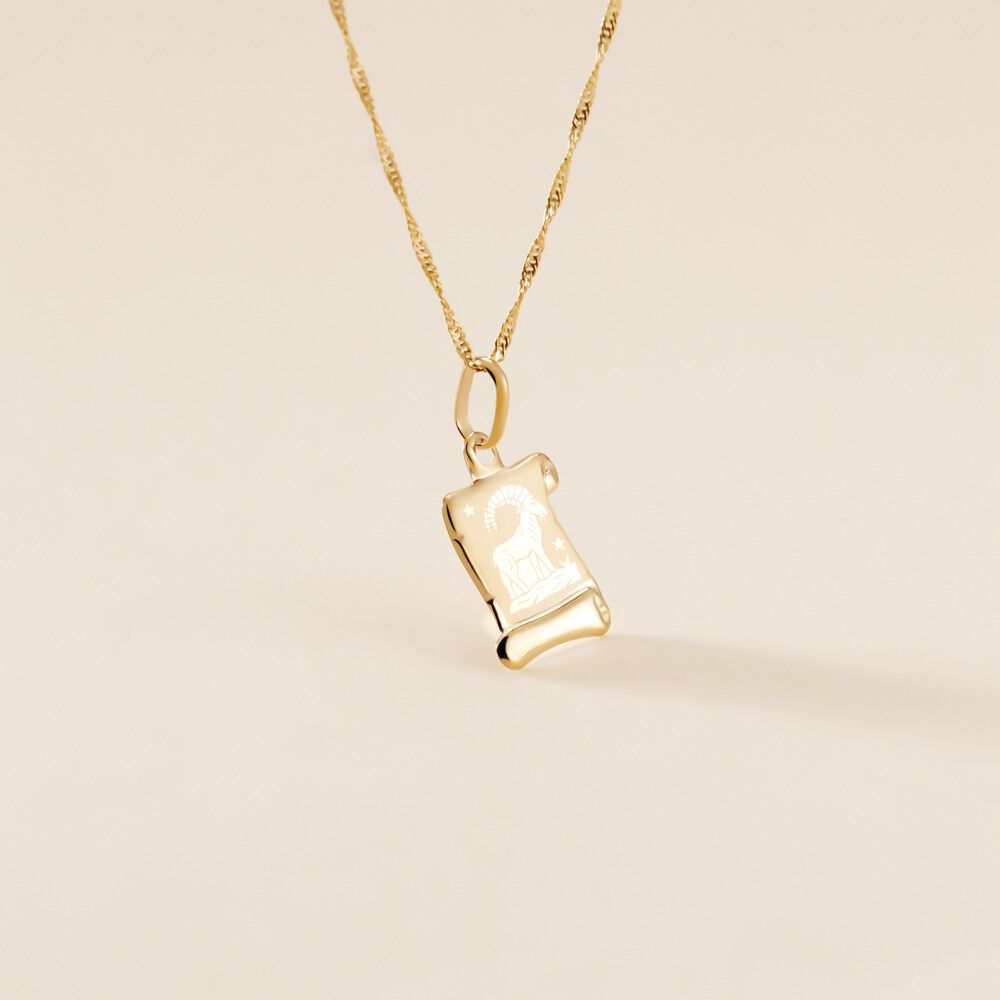 Pendentif Lamie Zodiaque Parchemin Or Jaune - Bijoux personnalis&eacute;s Famille | Marc Orian