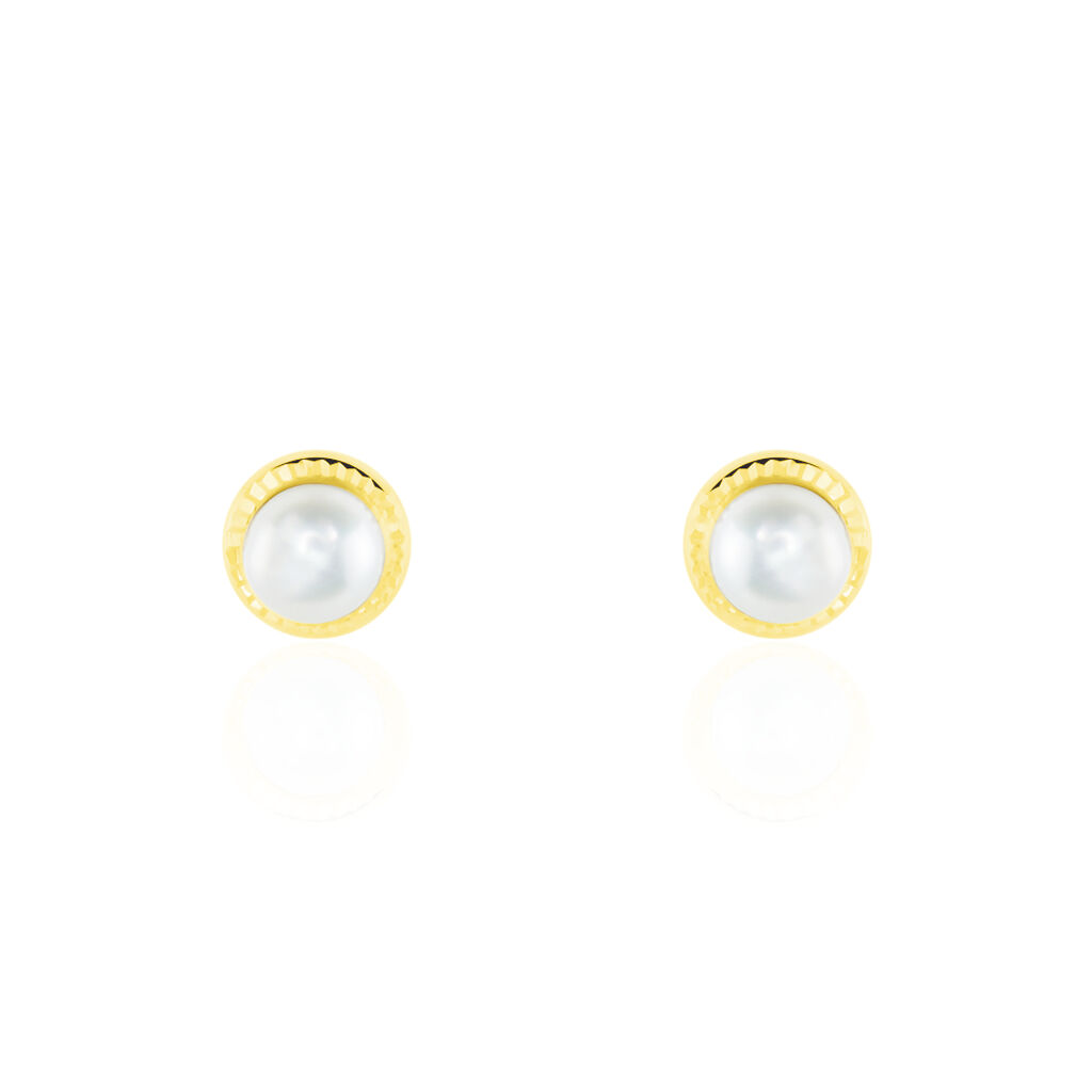 Boucles D'oreilles Puces Valliamee Diamante Or Jaune Perle De Culture - Clous d'oreilles Femme | Marc Orian
