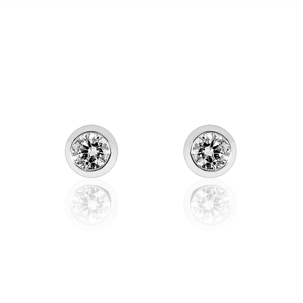 Boucles D'oreilles Puces Ofelia Or Blanc Diamant - Puces Femme | Marc Orian