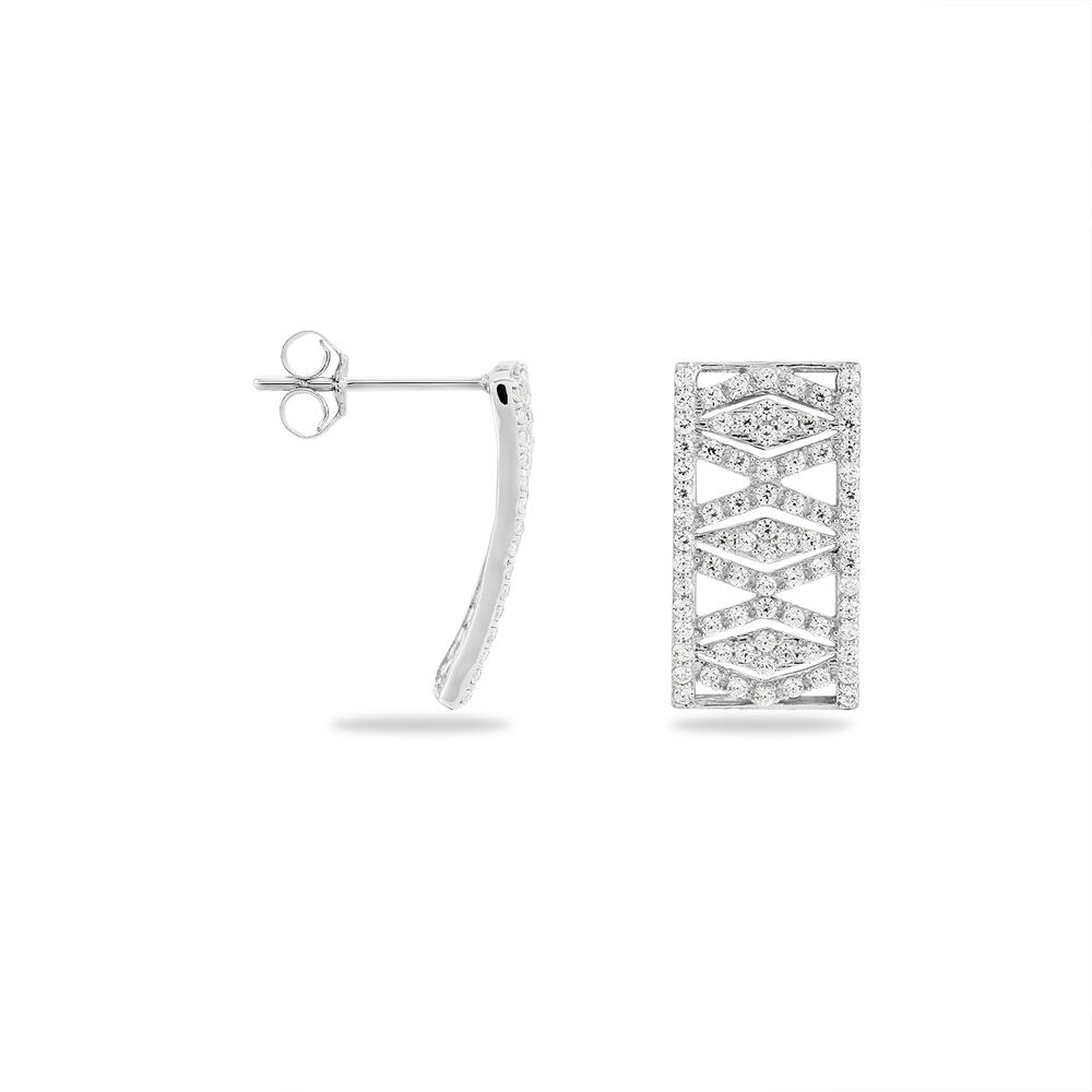 Boucles D'oreilles Puces Or Blanc Oxyde De Zirconium - Puces Femme | Marc Orian