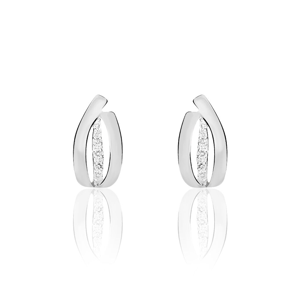 Boucles D'oreilles Puces Aelis Or Blanc Diamant - Puces Femme | Marc Orian