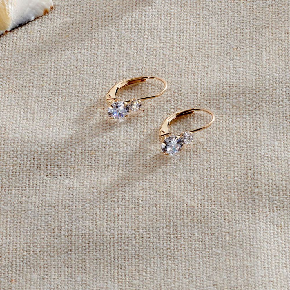 Boucles D'oreilles Pendantes Gulbeyaz Or Jaune Oxyde De Zirconium - Pendantes Femme | Marc Orian