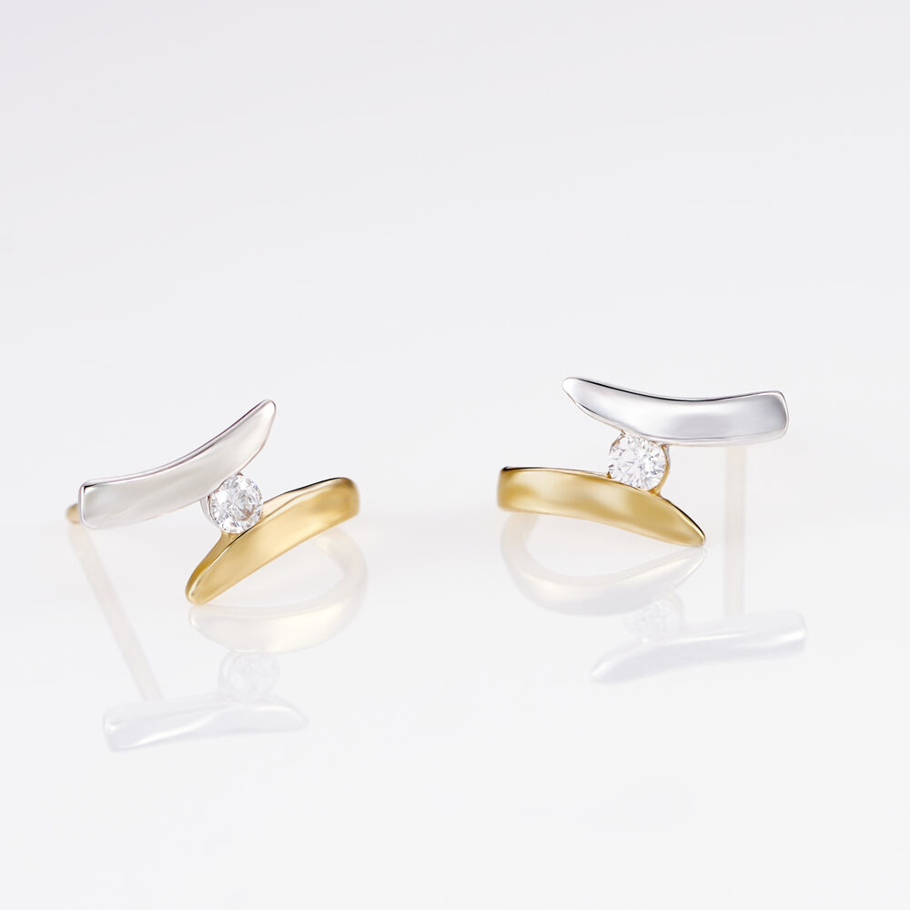 Boucles D'oreilles Pendantes Ascagne Or Bicolore Oxyde De Zirconium - Pendantes Femme | Marc Orian