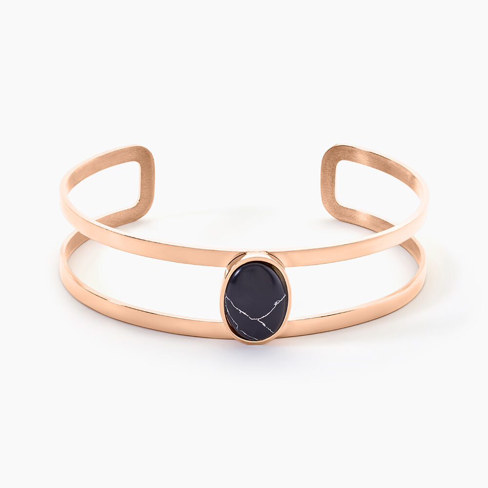 Bracelet Jonc Eline Acier Rose Pierre De Synthese - Bracelets joncs Femme | Marc Orian