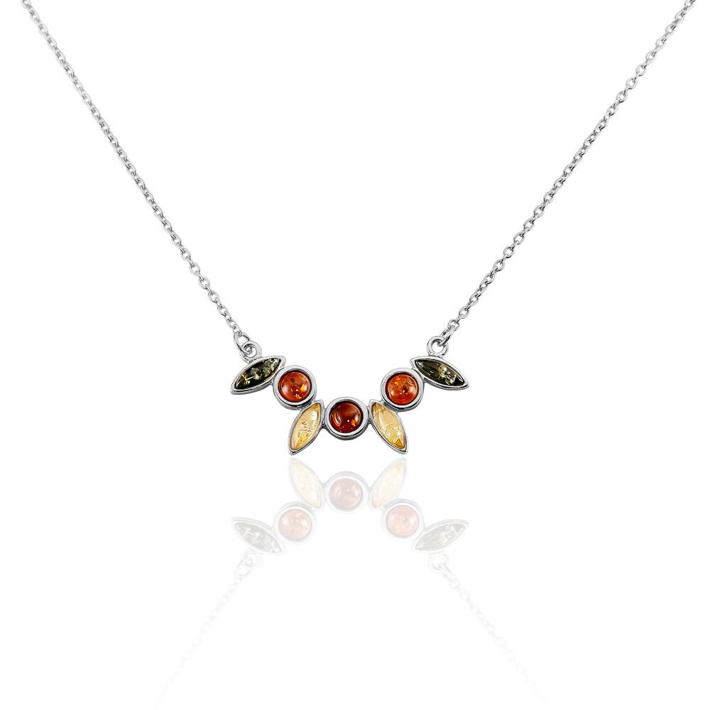 Collier Argent Blanc Sylvaincine Ambre - Colliers avec pierres Femme | Marc Orian