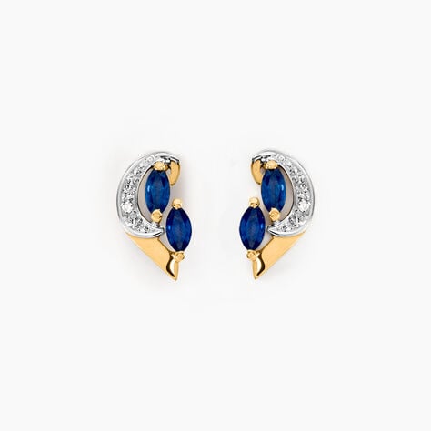 Boucles D'oreilles Puces Sakina Or Jaune Saphir Et Diamant Et Divers - Boucles d'oreilles mariage Femme | Marc Orian