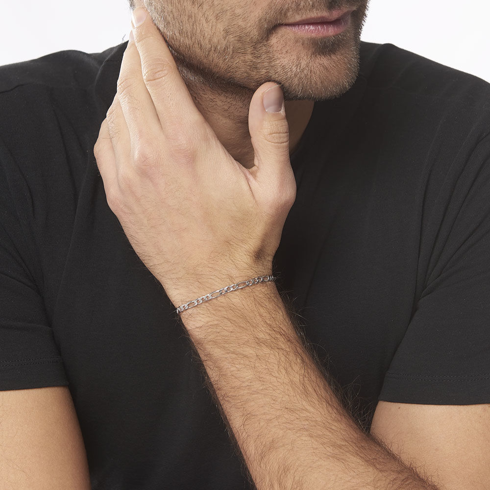 Bracelet Vivian Maille Alternee 1/3 Argent Blanc - Bracelets mailles Homme | Marc Orian