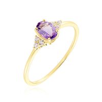 Bague Diapre Or Jaune Améthyste Oxyde De Zirconium