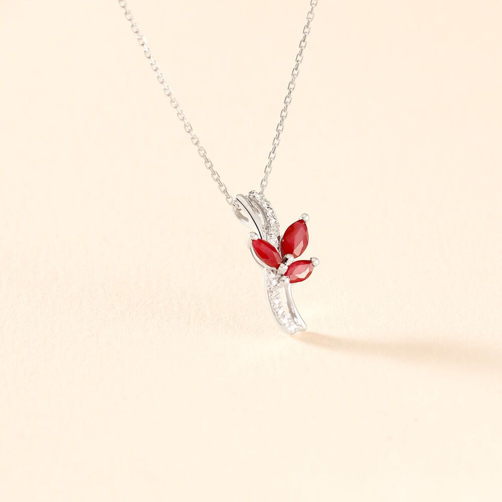 Collier Angie Or Blanc Diamant Et Rubis - Colliers avec pierres Femme | Marc Orian