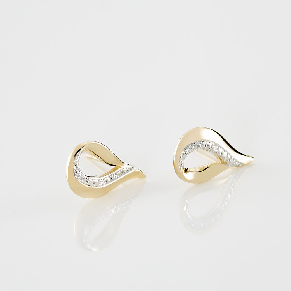 Boucles D'oreilles Puces Goccie Or Jaune Diamant - Puces Femme | Marc Orian