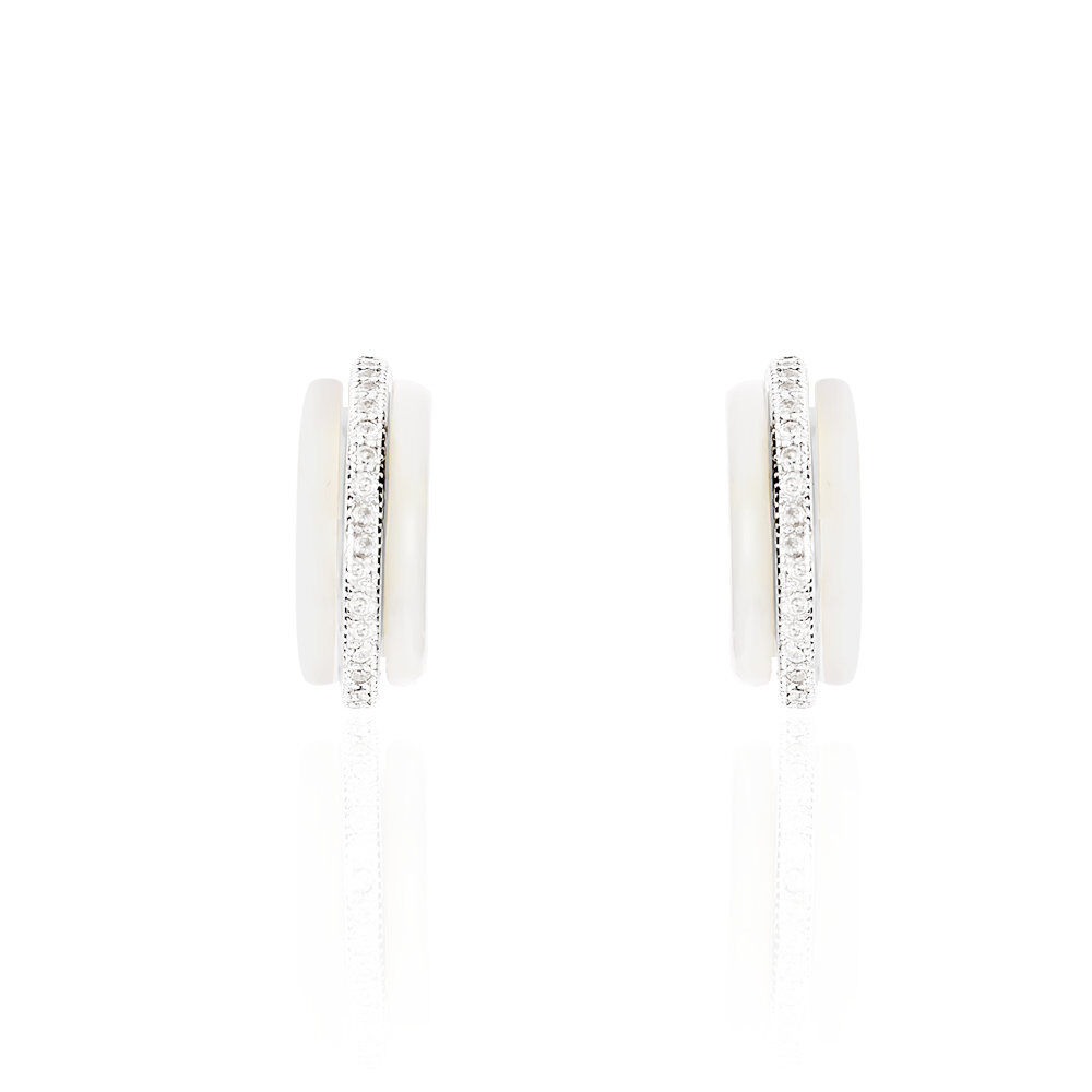 Créoles Noci Argent Blanc Céramique Et Oxyde De Zirconium - Créoles Femme | Marc Orian